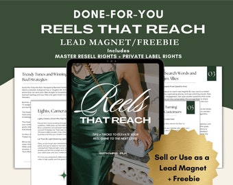 DFY Lead Magnet/Freebie for Digital Marketing MRR +PLR, Digital Products, Passive Income, Canva Ebook Guide Template, Reels that Reach Guide