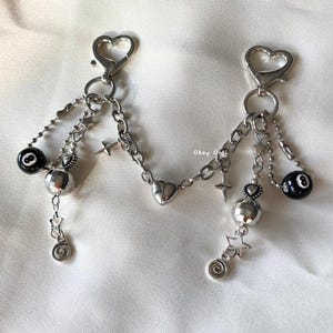 8 Ball Couple Keychain, Magnetic Matching Keyrings, Gift for Best Friend, Cute Disco Ball Charm, Cluttered Y2k Acubi Bag Charms, Magic 8 ball