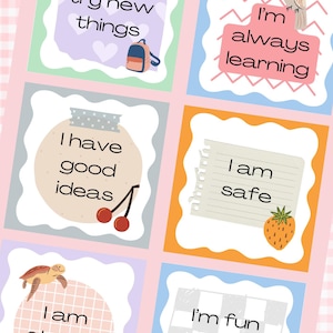 Cartes d'affirmation de soi pour enfants à imprimer, décoration murale d'encouragement à télécharger instantanément, téléchargement PDF de positivité, décoration de chambre d'adolescent
