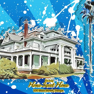 Custom House Portrait Cartoonish | Digitally Painted House Illustration | Personalized Realtor Closing Gift for Buyers