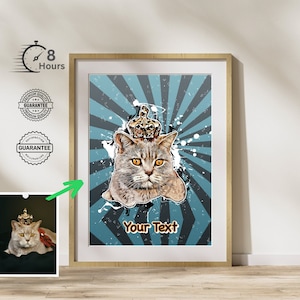 Custom Cartoon Pet Portrait from Photo - Turn Your Furry Friend into a Hilarious Masterpiece!