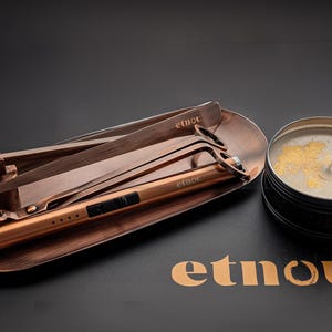 Premium collection 5 pieces of candle care accessories wrapped in the gift box: scissors. wick trimmer. snuffer. lighter, tray. and gift bag