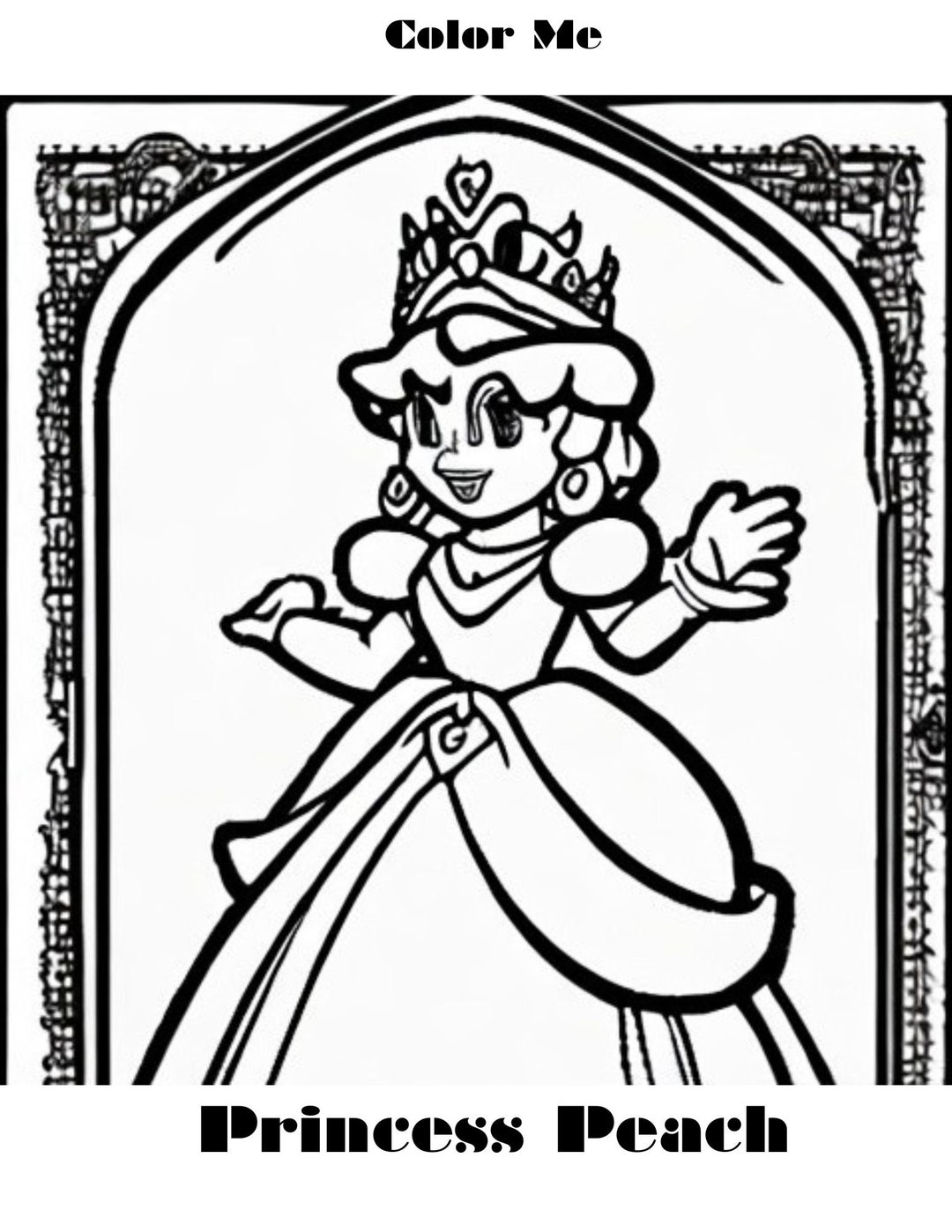 Princess Peach Coloring Page - Etsy