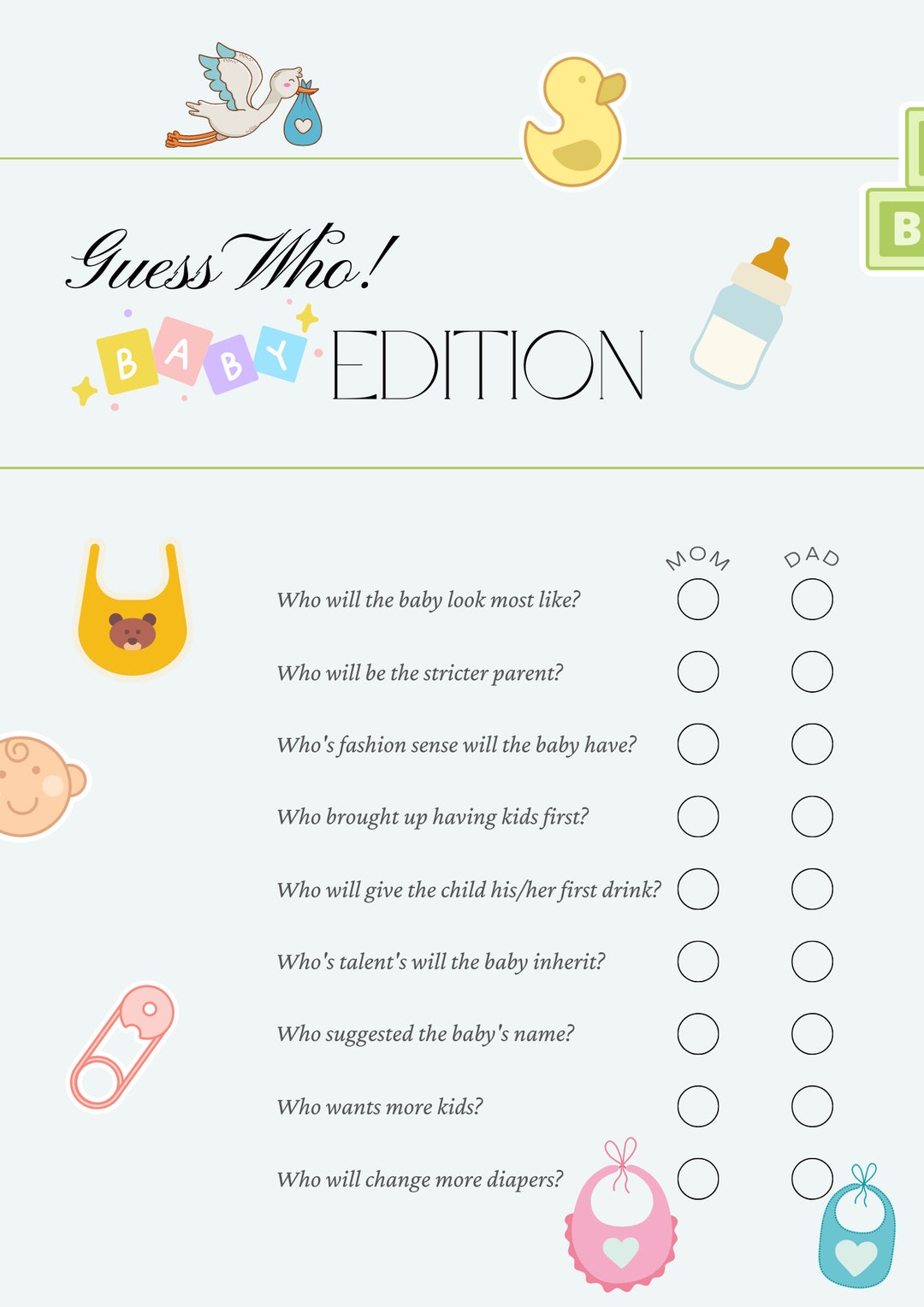 Guess who baby game online