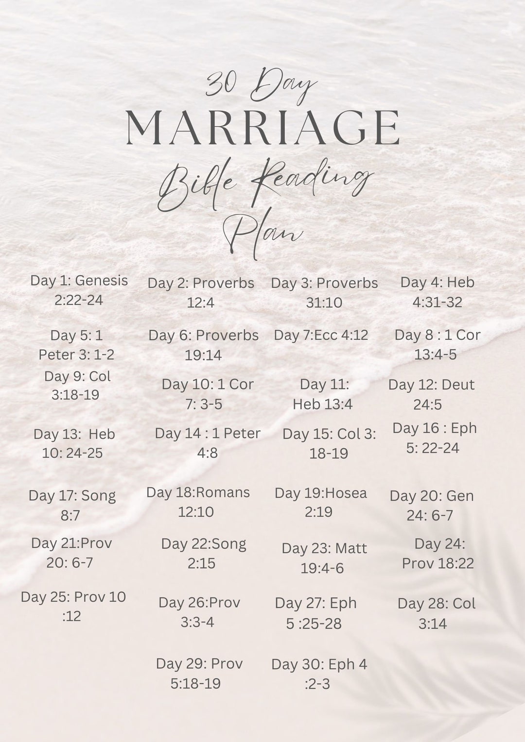 Marriage Bible Reading Plan - Etsy