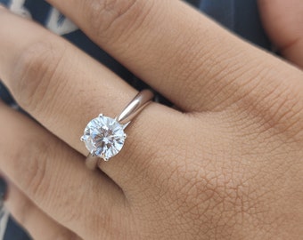 10K gouden ring | Ronde Lab Grown-CVD diamanten solitaire verlovingsring van 2,00 ct | Beloftering voor haar