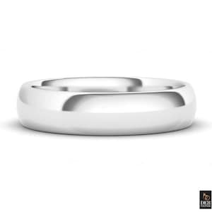 Mens classic wedding band | Gold Ribbon | High Polish Gold Band | Classic Wedding Band | Gift for him | 5mm Classic Band