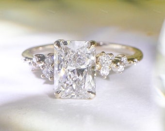 2.5CT Lab Grown Diamond Ring|Diamond Ring | 10K/14K Gold Ring |Wedding Ring |Engagement Ring|Promise ring |Solitair Setting |Emeraldcut ring