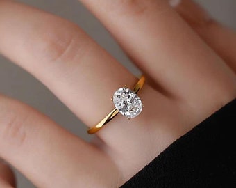 Solitairring 1.0CT Oval cut  Diamond Ring|Engagement Ring| Lab grown diamond |gift fort her |Gold Ring| Wedding Ring | Gift for her