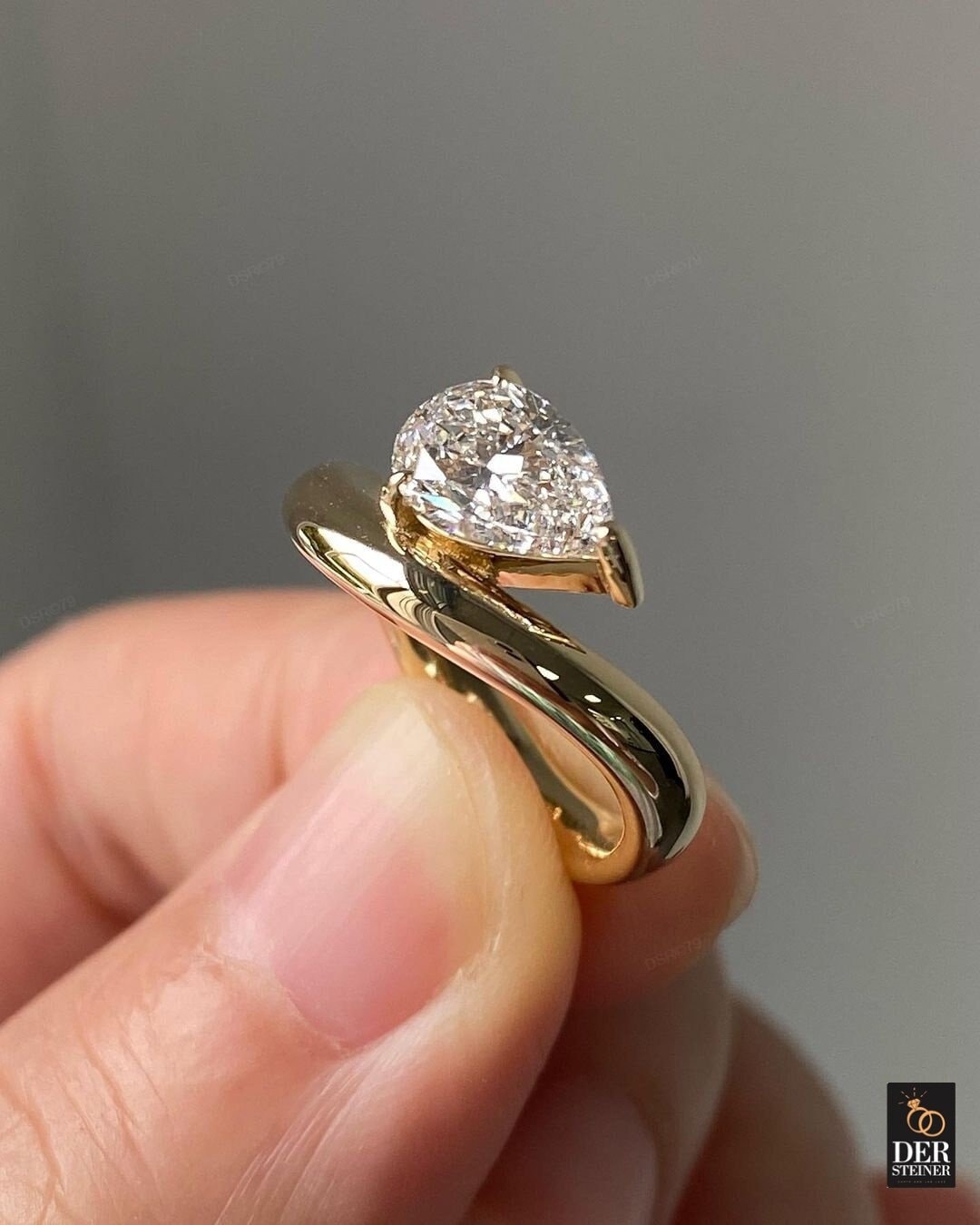 14K Gold Ring | 1.3CT Pear Cut Engagement Ring| Lab Grown Diamond ...