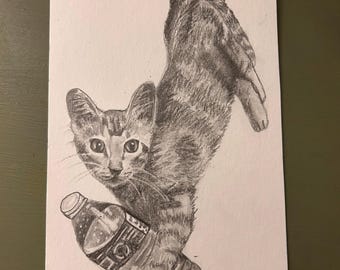 Custom Hand-Drawn Graphite Pet Portrait, Dog or Cat Art (4x6, 5x7, 8x10)