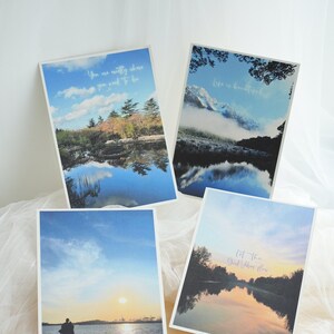 Ensemble de cartes postales A6 pittoresques de motivation positive, impressions d’art scéniques, paysages Calm Vibes, papier recyclé, durabilité écologique