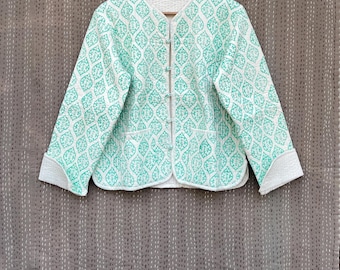 Handmade Cotton Jacket, Block Print Jackets, Reversible Quilted jacket For Women & Men