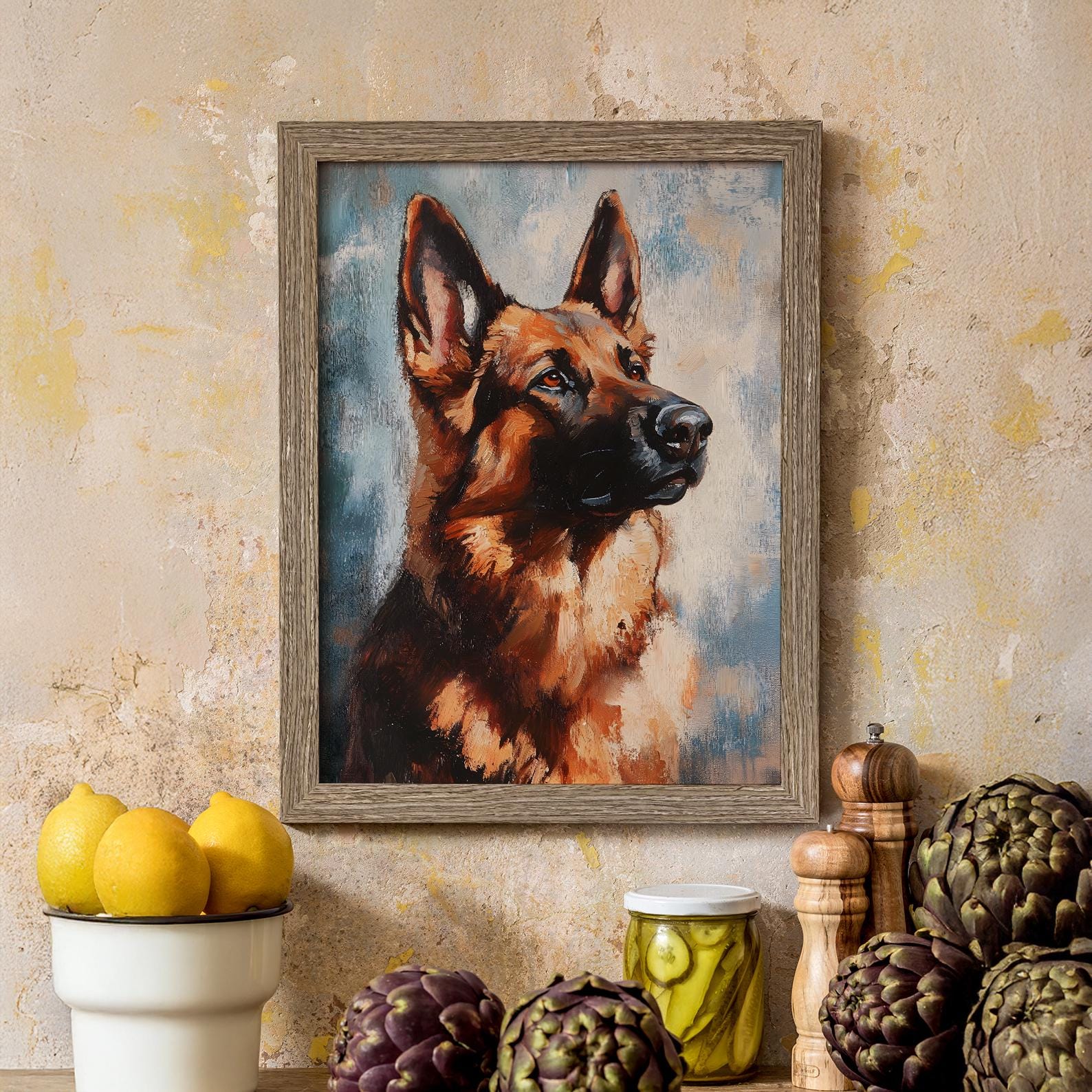DO-006 ジャーマン・シェパード・ドッグ 油絵 - Etsy 日本