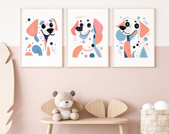 Set of Simplified Cartoon Dog Wall Art