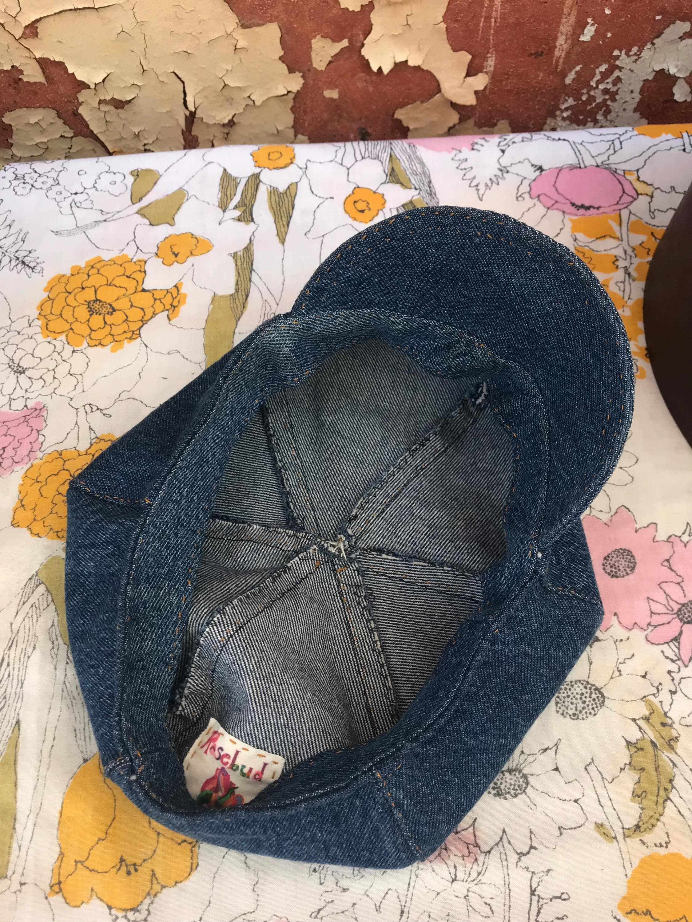 Handmade Blue Denim Newsboy Cap: Upcycled 6 Panel Paperboy  display picture 1