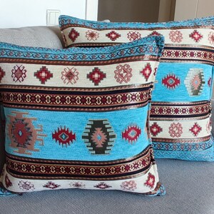 Pillow Cover Rug Pattern Turquoise&Beige Color 12/20&quot;inches,  Decorative Pillow Cover, Oriental Pillow Case, Authentic Pillow Cover.
