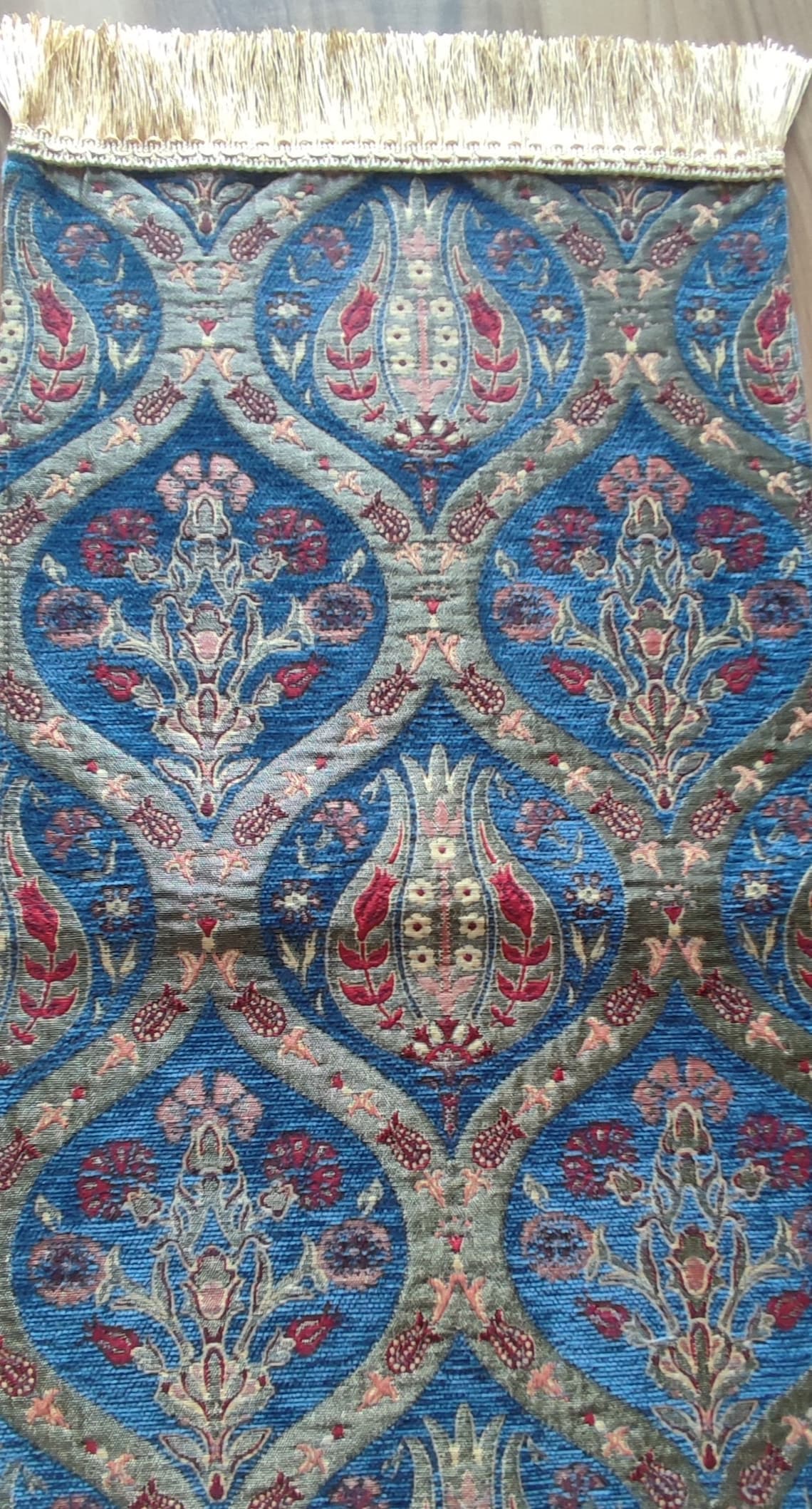 Coffee Table Runner Tulip Pattern Blue Color 13x51 Inches,turkish Table