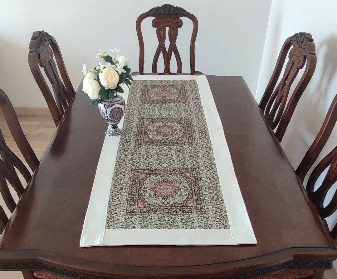 Long Dining Table Runner Ceramic Pattern Green Color 23/63 Etsy