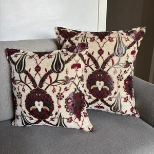 Decorative Pillowcase, Tile Tulip Pattern Beige Color 12/20&quot;inches,Oriental Pillow Case,Authentic Pillow Cover,Traditional Pillow Cover.