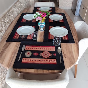 Handmade Placemat , Rug Pattern Rosegold & Black colors 1 piece 14/18&quot;inches.Dining Table Placemats,Kitchen table placemats.