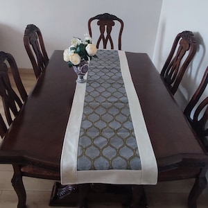 Long Dining Table Runner Modern Pattern Gray Color 20x51&quot; İnches,Oriental Handmade Table Runner,Authentic Table Runner,Kitchen Table Runner.