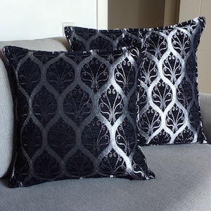 Black Chenille Pillow Cover: Modern Oriental Decor