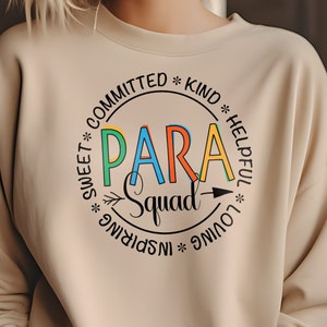 Para Squad Graphic Design: T-Shirt Print SVG, PNG, DXF Formats | Paraprofessional Squad Digital Art for Clothing & Prints