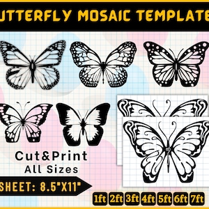 Modèle de ballon de mosaïque de papillon, modèle de mosaïque d&#39;accessoire d&#39;ailes de papillon, mosaïque de ballons, mosaïque de papillon, modèle de pochoir de papillon
