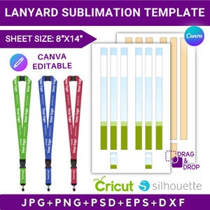 Lanyard Sublimation Template,  Lanyard Template Mockup, Wrist Fob Template Svg,  Wristlets Keychain  Neoprene Wristlets Sublimation