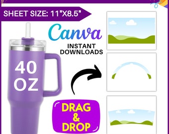 40 oz Straight Tumbler Mockup, Canva Sublimation Template (Digital Download)