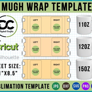 Mug Template, Mug Full Wrap template, Photo Collage Mug labels, Sublimation Template, sublimation mug template, 11Oz, 12Oz 15Oz Mug template image 1