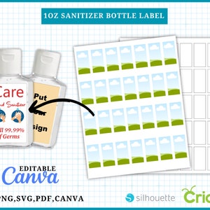 Hand Sanitize Label Template, Mini Hand Sanitizer Label Template, Hand Sanitize label SVG, Canva, 8.5x11 Sheet, Printable, Editable Labels image 3