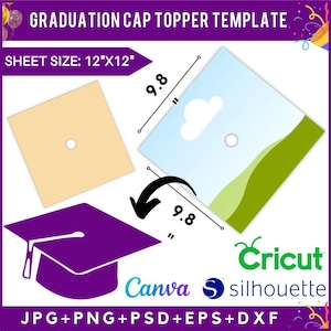 9.8 Graduation Cap Topper Templates, Graduation Stole Template, Blank Graduation Cap Template, Graduation Hat Template, Svg, Canva Mockup
