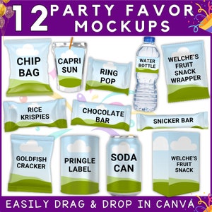 12 Party Favor Mockups Bundle - Canva Frame, Drag and Drop
