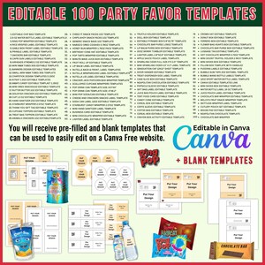 1000 Party Favor Templates Bundle, Party Templates , Chip bag Template , Party Favors , Capri Sun , Ring Pop, Svg, Eps, Dxf, Canva Editable image 2