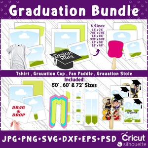 Graduation Template Bundle, Graduation Stole Template,  Graduation Cap, Sublimation Templates, Graduation Template, Canva drag and drop, Svg