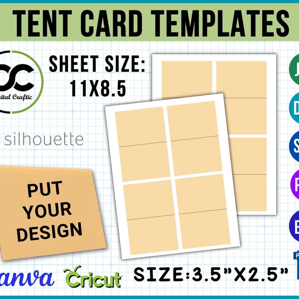 Tent Card Template, Tent Card Svg, Folded Note Card Template, Invitation Template, Tent Card Printable, Food Label Card