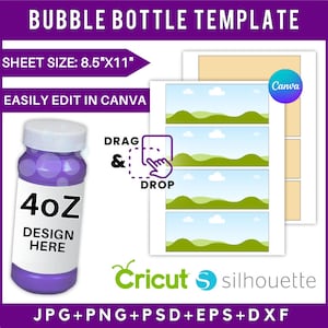 4oz Bubble Bottle label Template, Bubble Bottle Sticker Template, Bubble bottle Label SVG, Bubble Bottle Template, DIY Sublimation Template