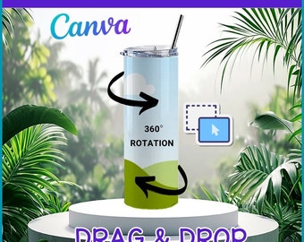 20oz Rotating Tumbler Canva Mockup, Spinning Tumbler Mockup Canva Mockup, Tumbler Template, Tumbler Animation, Skinny Sublimation Tumbler