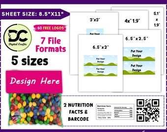 Treat Bag Toppers Template Bundle SVG ,Editable Treat Bag Topper , Canva Editable Template, Party Favor Template , Treat Bag Stickers, SVG