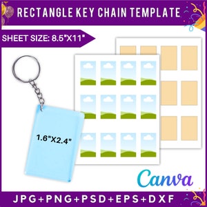 1.6" x 2.4" Rectangle Keychain Template, Rectangle Keychain Template,  Keychain Template Svg, Custom Keychain, Acrylic Keychain