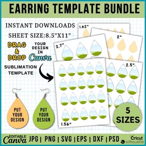 Earring Template, Teardrop Earring Template Bundle, Teardrop Earring Svg, Teardrop Earring Sublimation, Earring Template, teardrop svg