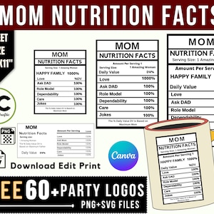 Mom Nutrition Facts , Party Favor Nutrition Facts Svg, PNG, Nutrition Facts