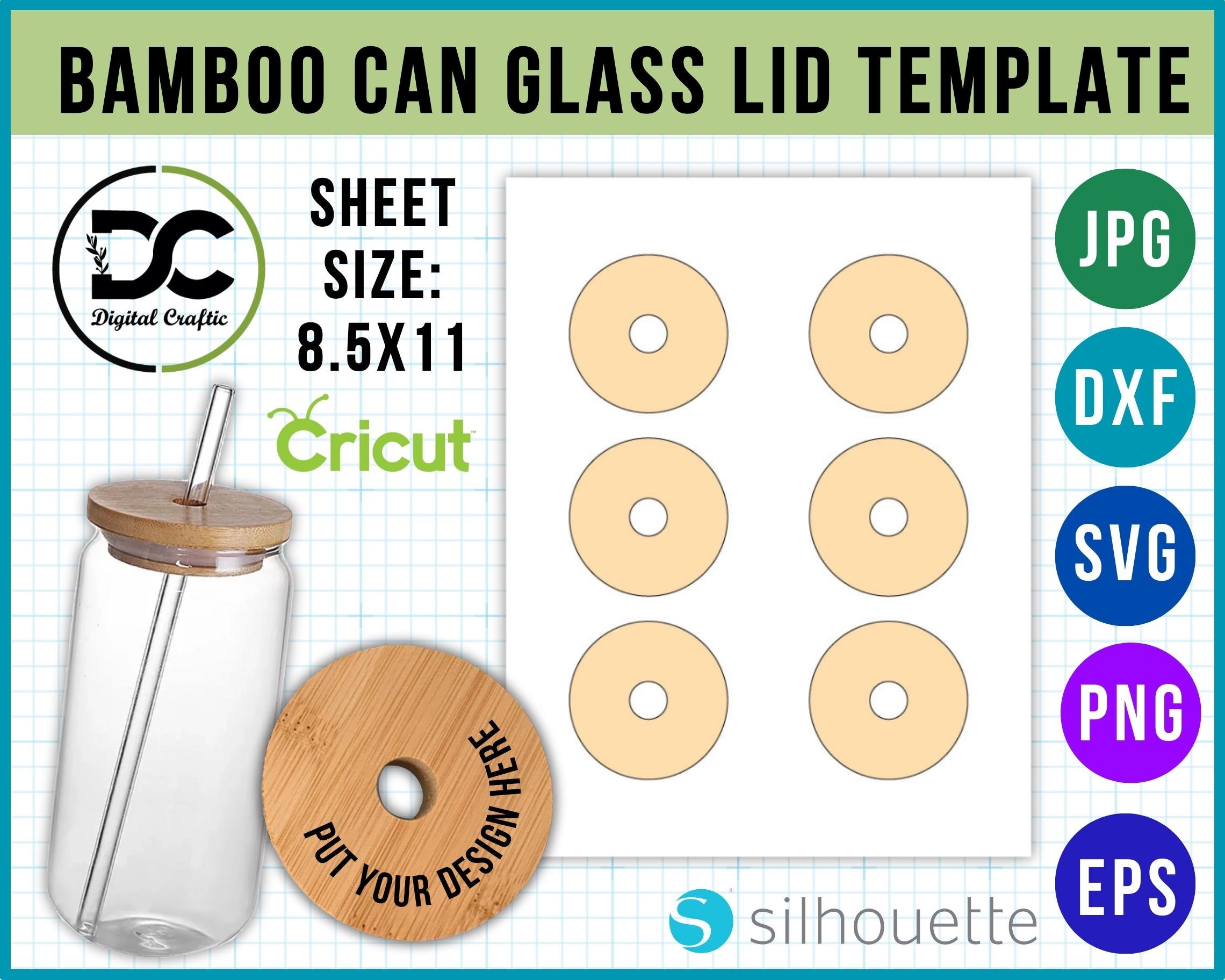 Bamboo Can Glass Lid Template, Glass Can Lid Template, Libbey Glass Can