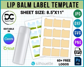 Lip Balm Labels Template, Lip Balm Label,Chapstick Label, Lip Balm Wrap Label, Sublimation Template, Lip Balm Sticker, Canva Lip Gloss Label