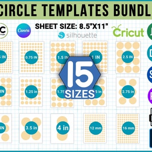 Circle Template Bundle, Blank Circle Label Template, Multipurpose Printable Circle Labels, Blank Round Labels Template, Canva, SVG, DXF, Psd