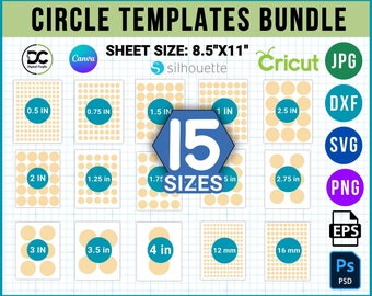 Circle Template Bundle, Blank Circle Label Template, Multipurpose Printable Circle Labels, Blank Round Labels Template, Canva, SVG, DXF, Psd