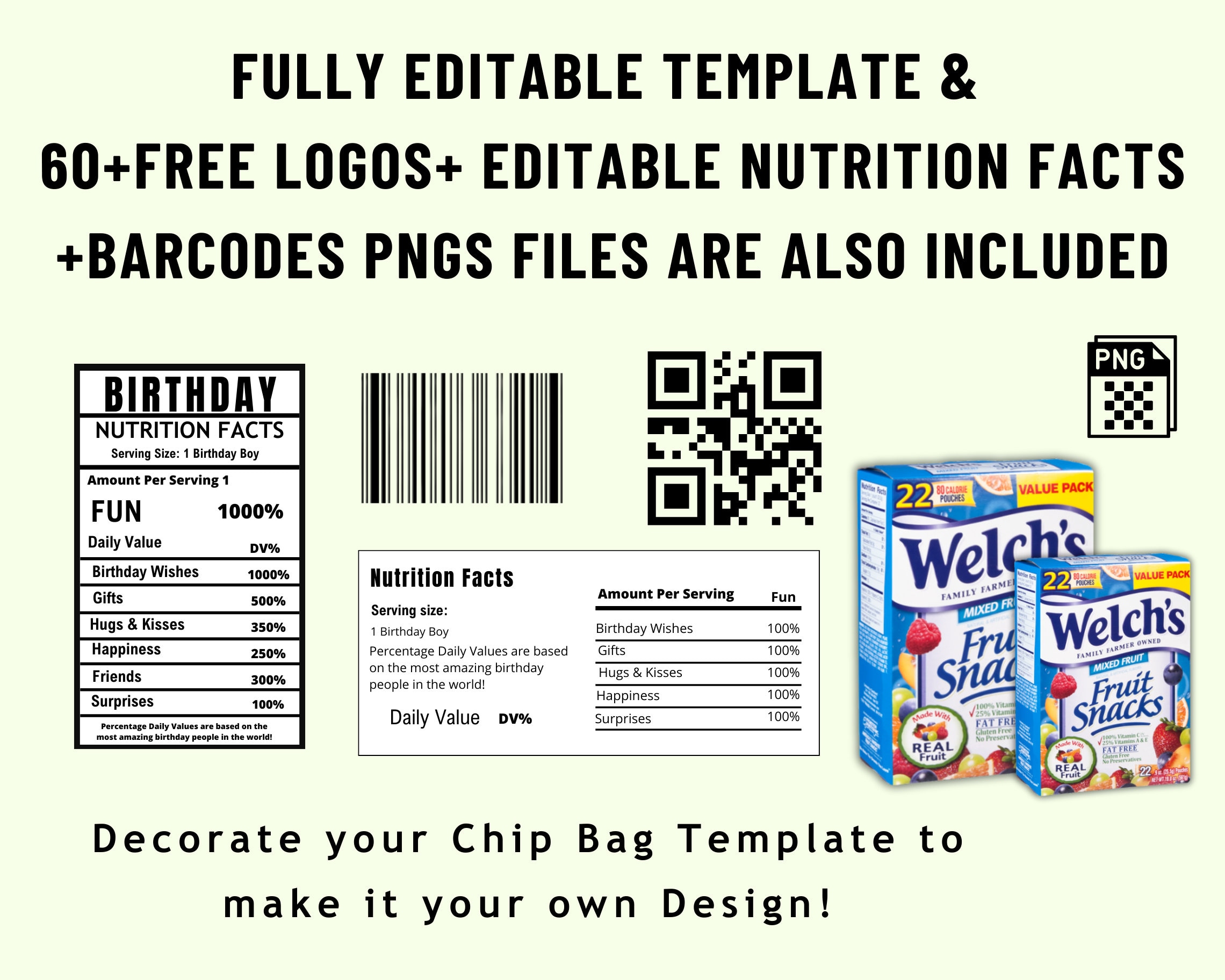 Welche Fruit Snack Template | Canva Editable Blank Fruit Snack Label ...