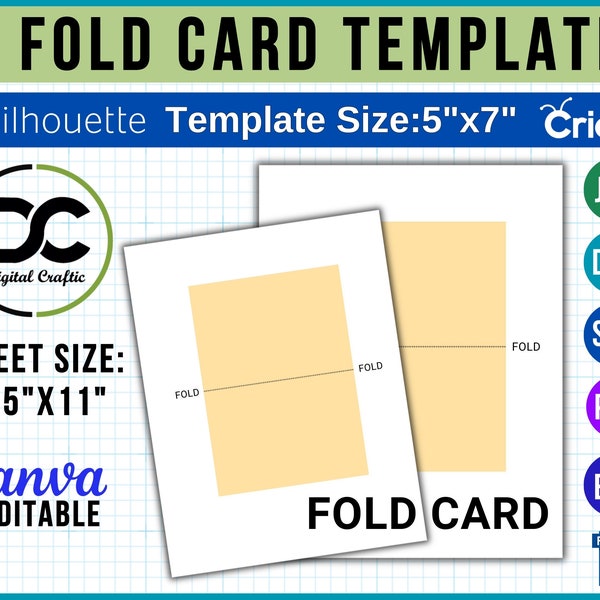 Fold Card Template, Fold Card Svg, Folded Note Card Template, Invitation Template, Tent Card Printable, Food Label Card